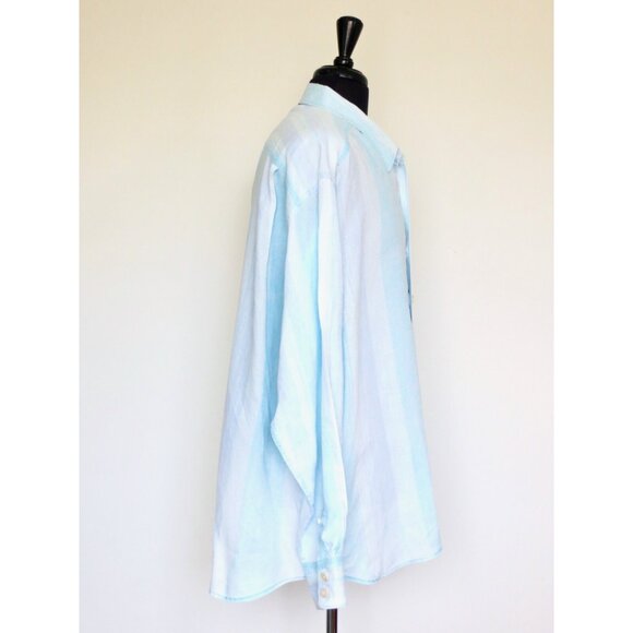 NEW! Tommy Bahama Relax 100% Linen Button Front Shirt Striped Blue White XXL - Picture 4 of 6